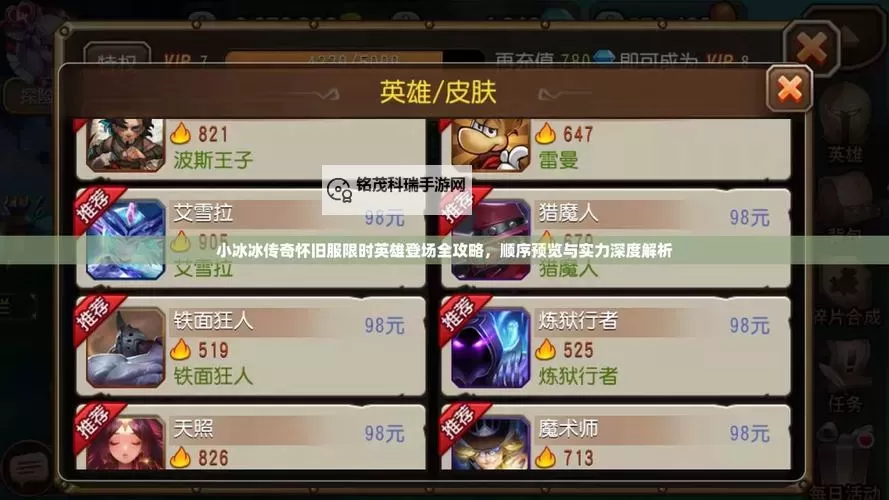 全面解析：2024年最新版小冰冰传奇二觉英雄表全揭秘图1