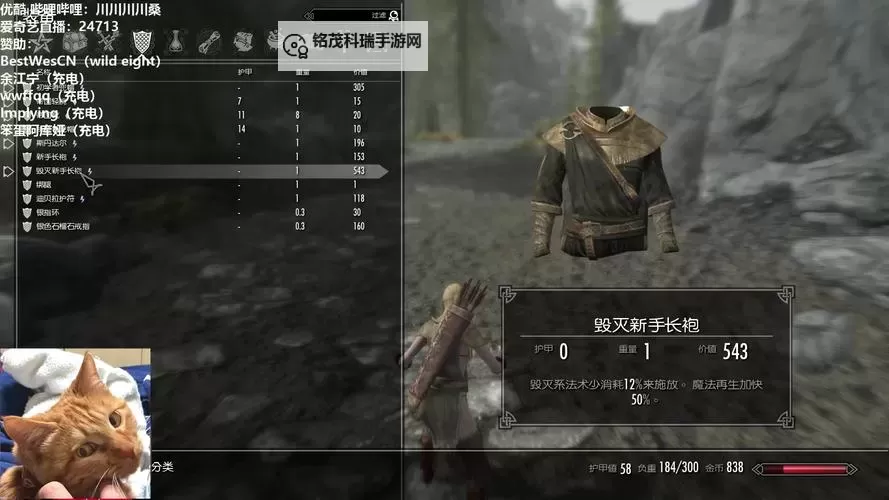 《上古卷轴5》装备重量与奔跑耗耐速度关系图1