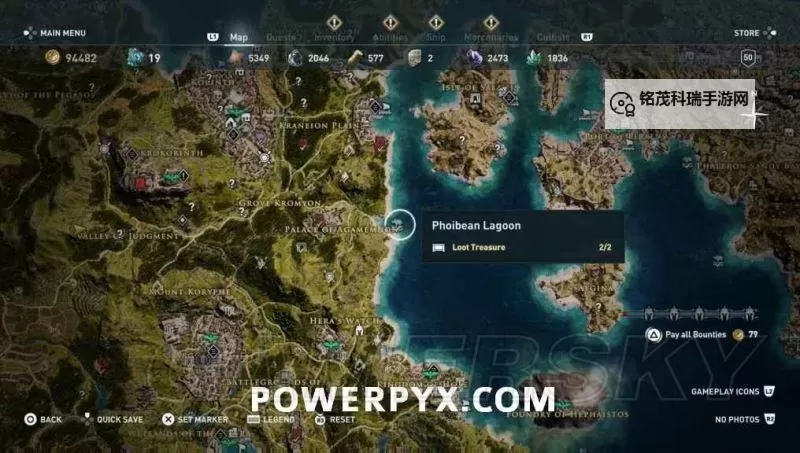 《刺客信条奥德赛》全水下地点位置地图 水下洞窟与遗迹位置图1